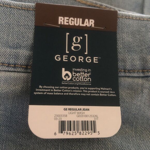 George Men's Regular Jeans Light Wash Blue Size 32 X32 - Picture 6 of 8